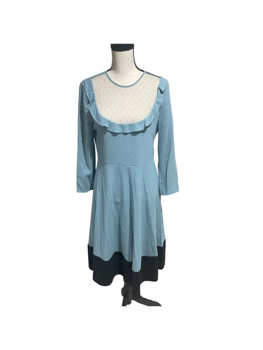 Red Valentino blue mesh trim dress